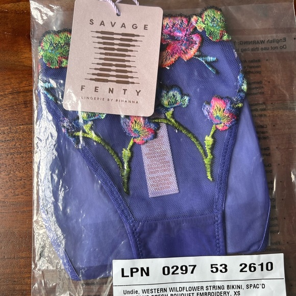 Spac'd Out Blue Fresh Bouquet Western Wildflower String Bikini Panty - Picture 13 of 13